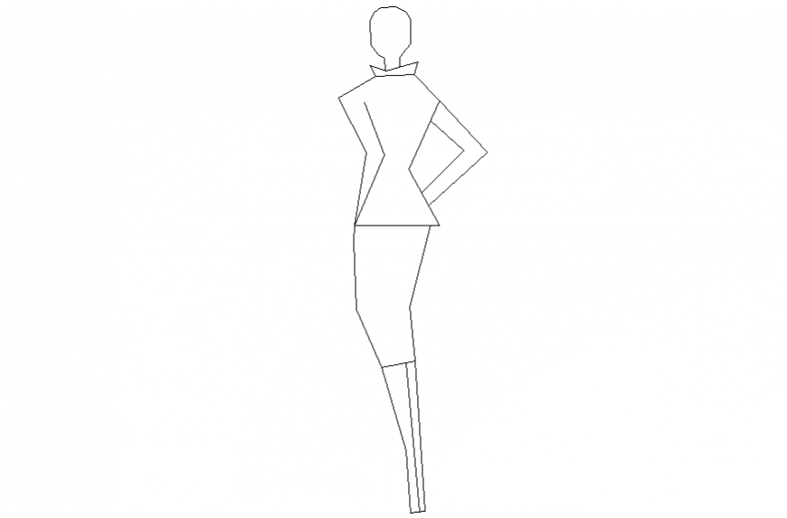 Girl people 2 d layout detail dwg file