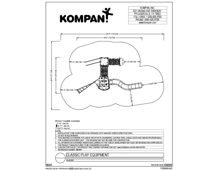 Glacier slide classical equipment of garden dwg file