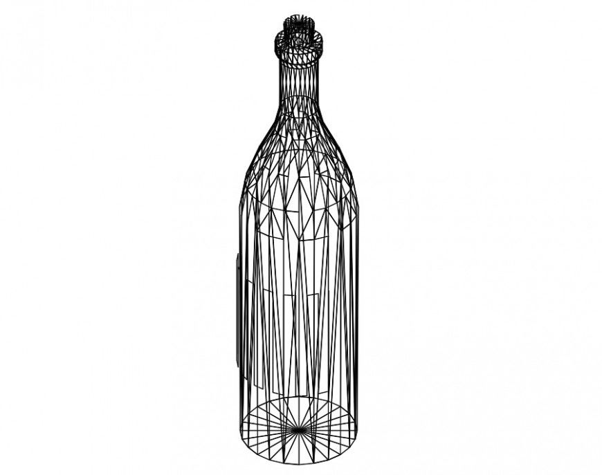 Glass bottle with shade elevation block drawing details dwg file
