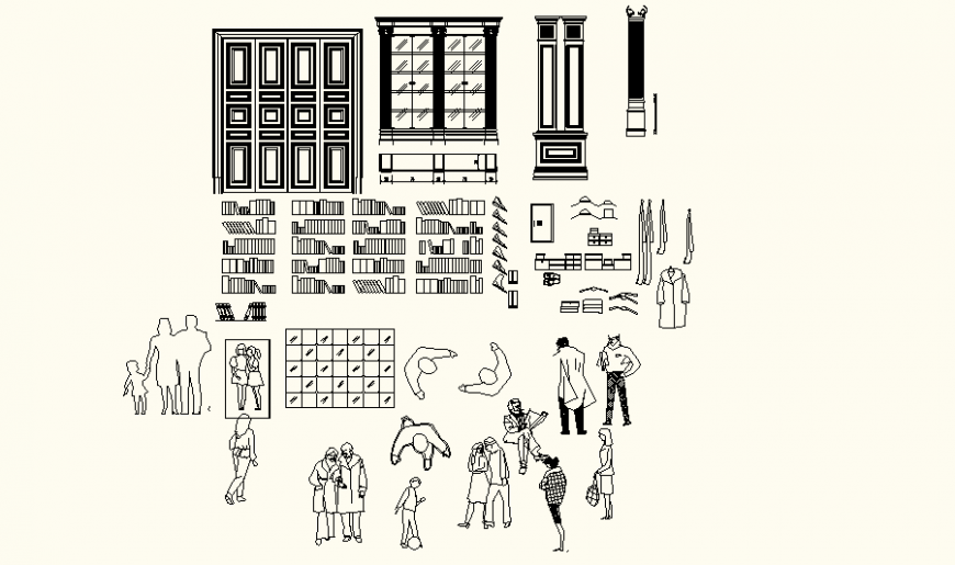 Glass door and CAD logo detail elevation dwg file