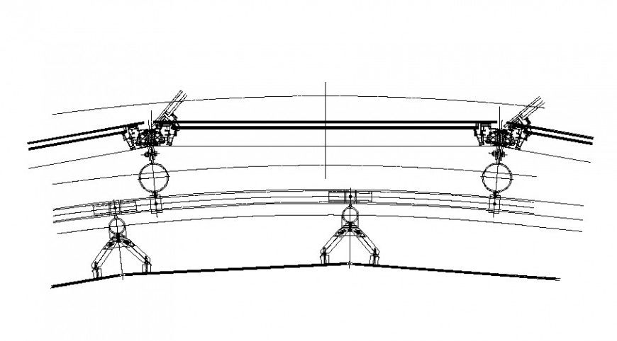 Glass facade construction and joinery detail in dwg file.