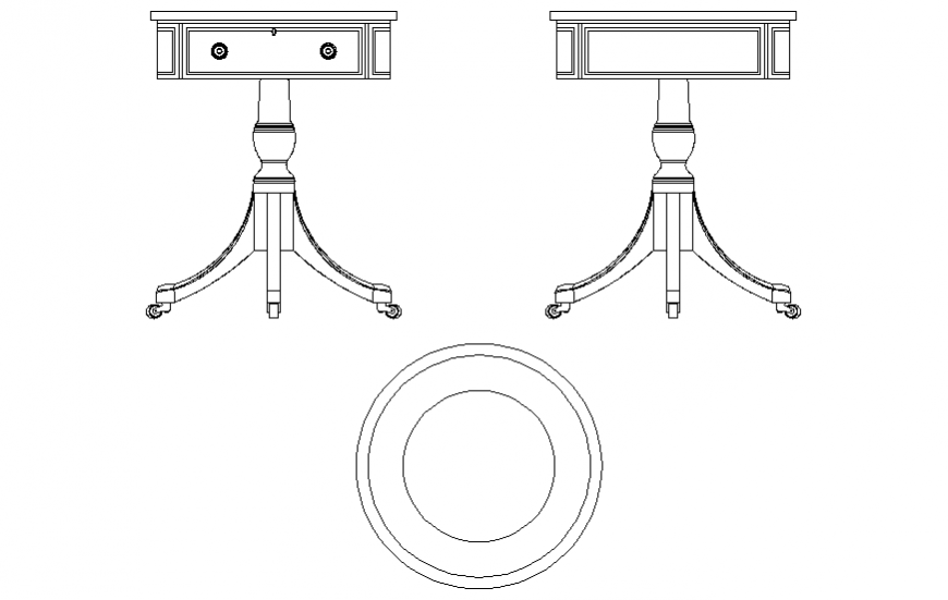Glass round table CAD blocks detail elevation dwg file