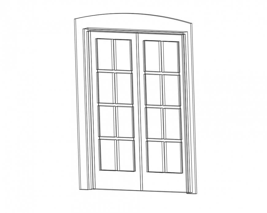 Glaze wooden door front elevation cad block details dwg file