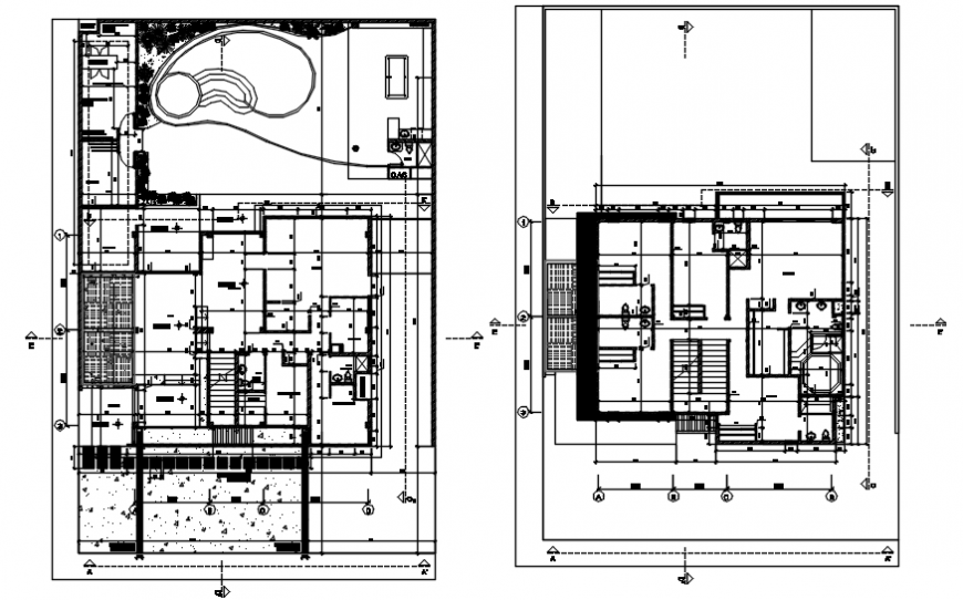 Golf clubhouse floor plan and structure drawing details dwg file