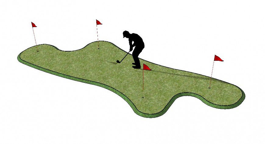 Golf ground landscaping structure 3d cad drawing details dwg file