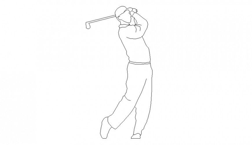 Golf player details 2d drawing in autocad
