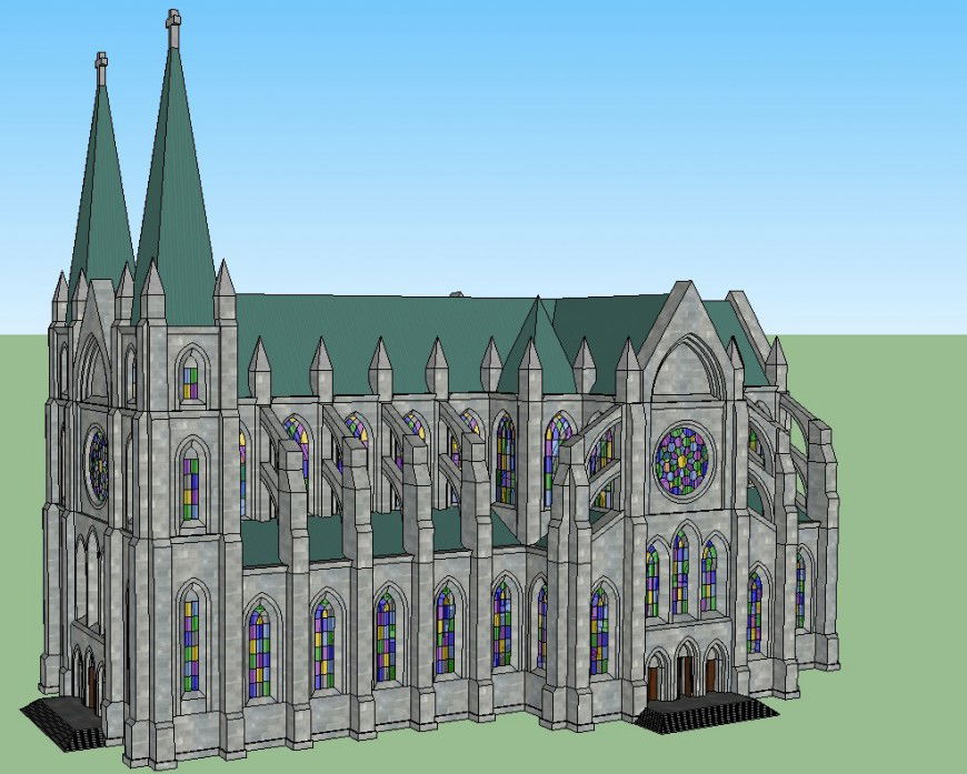 Gothic Cathedral 3d drawing in skp file.