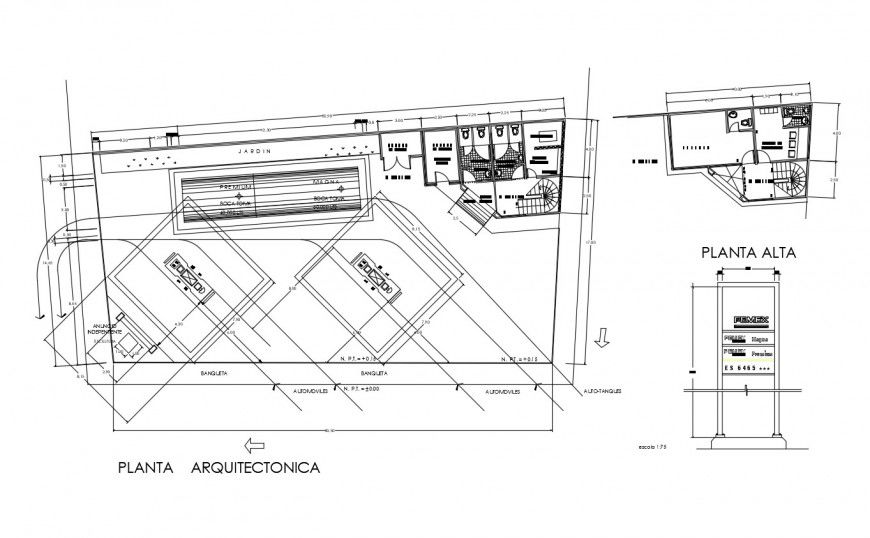 Government building architectural plan with detail in auto cad