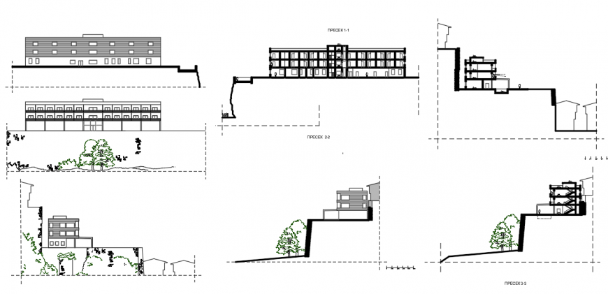 Government building elevation drawing in dwg AutoCAD file.