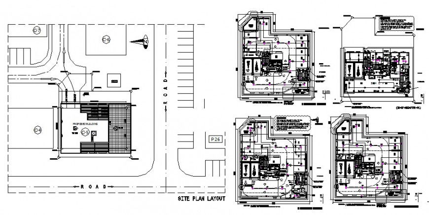 Government building of civil defense plan with legend in auto cad file