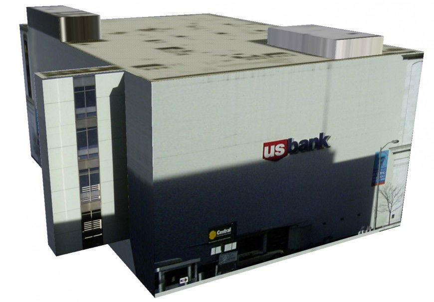 Government building of US bank 3d view in sketch up file