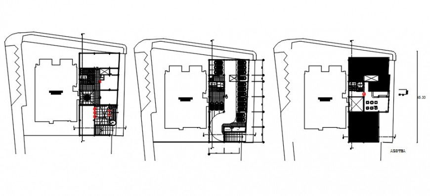 Government head quarter building floor plan distribution drawing details dwg file
