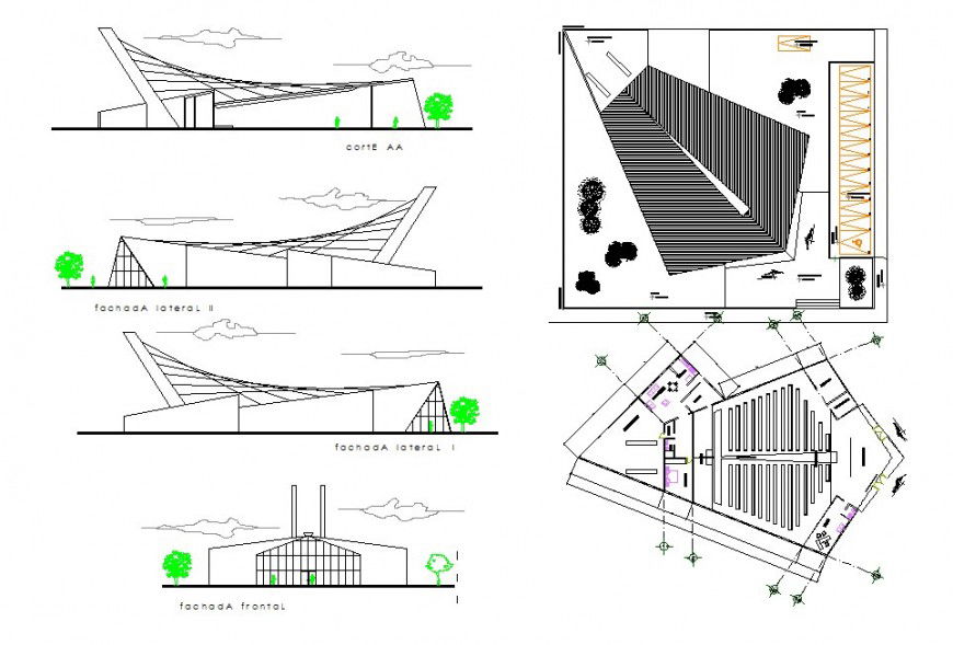 Government project building façade detail in dwg AutoCAD file.