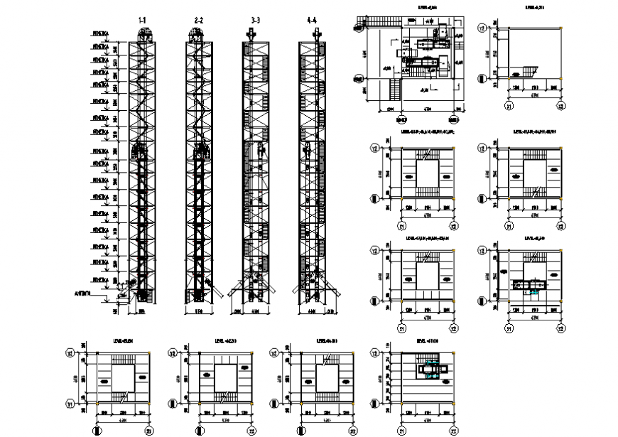 Grain dryer machine detail elevation and plan autocad file