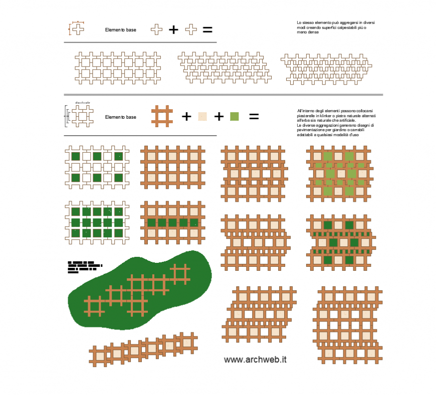 Grass paving surface CAD blocks detail elevation autocad file