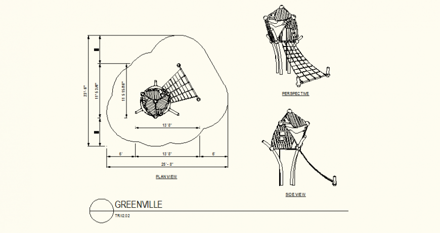 Green-vile circular shaped detail plan layout file