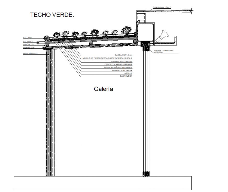 Green ceiling constructive detail autocad file