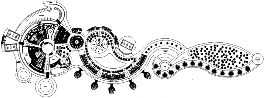 Green resort distribution layout plan cad drawing details dwg file