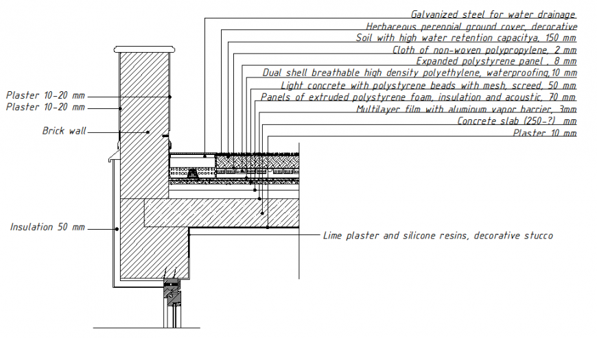 Green roof detail elevation and plan layout file