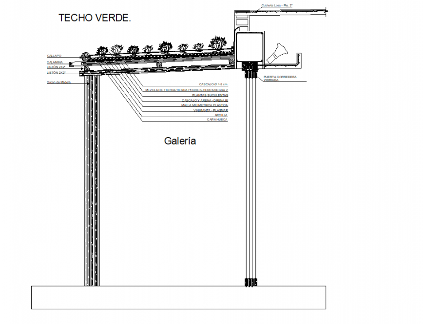 Green roofs section plan detail dwg file