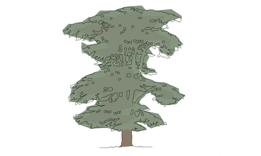 Green simple tree elevation 2d block cad drawing details dwg file
