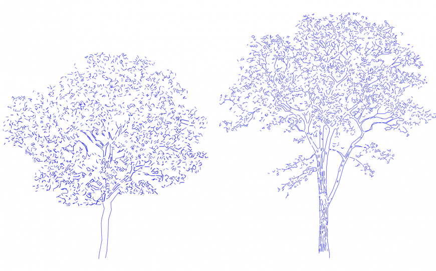 Green two tree elevation blocks cad drawing details dwg file