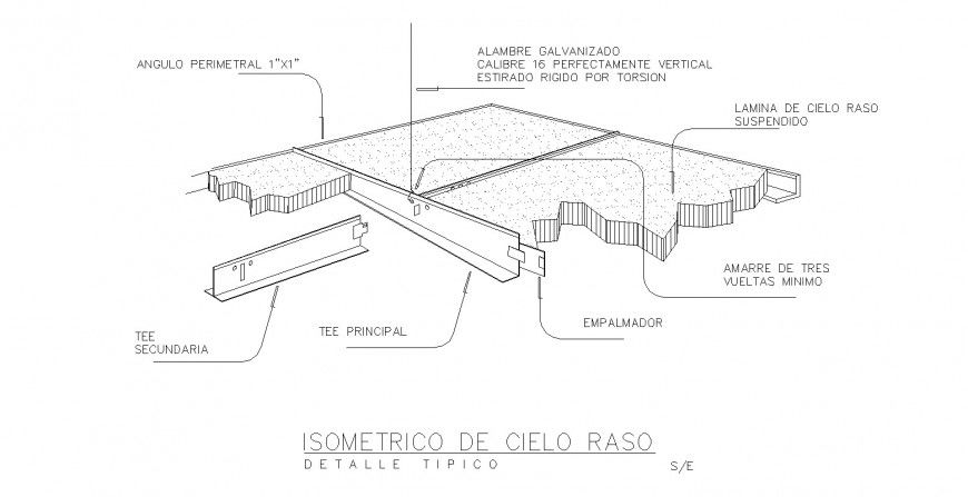 Grid ceiling detail drawing in dwg AutoCAD file.
