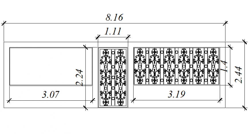 Grill detail drawing in dwg file.
