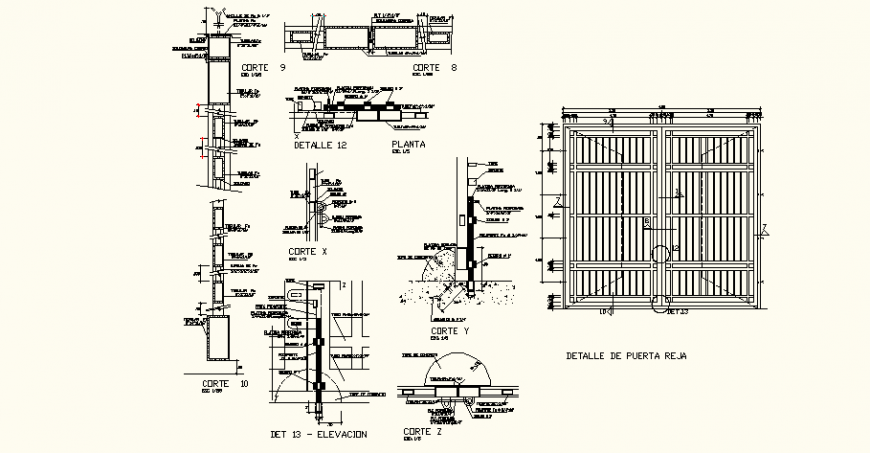 Grill gate detail drawing in dwg AutoCAD file.