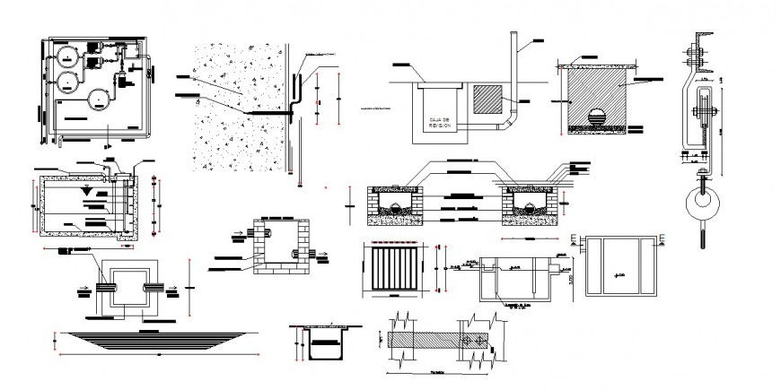 Grill kitchen of garden elevation, section and structure cad drawing details dwg file