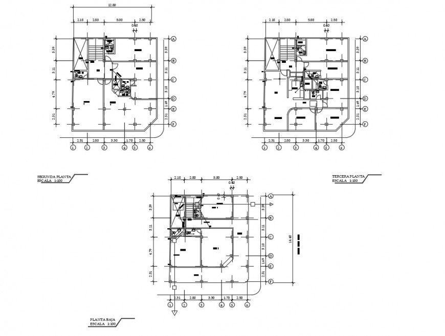 Ground, first and terrace floor distribution details of house dwg file