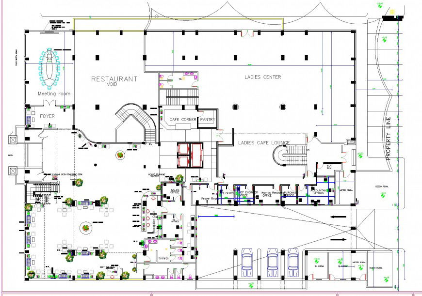 Ground & basement commercial building layout file