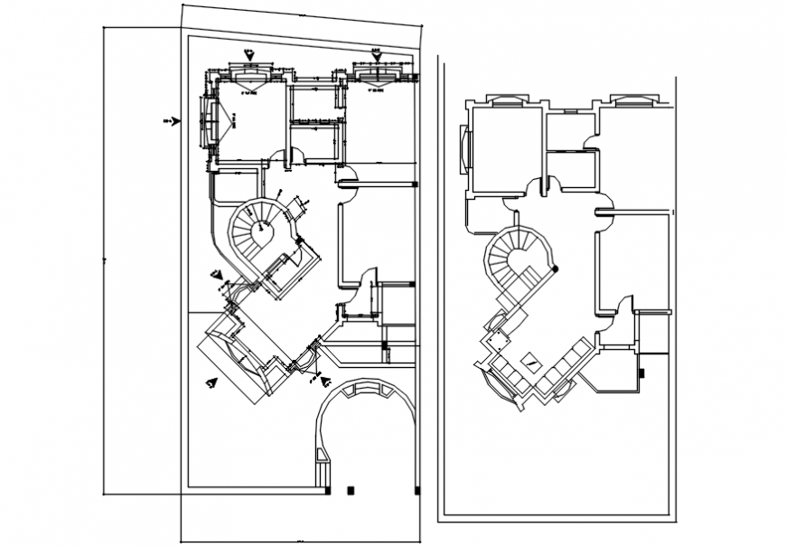 Ground and first floor framing plan details for one family house dwg file