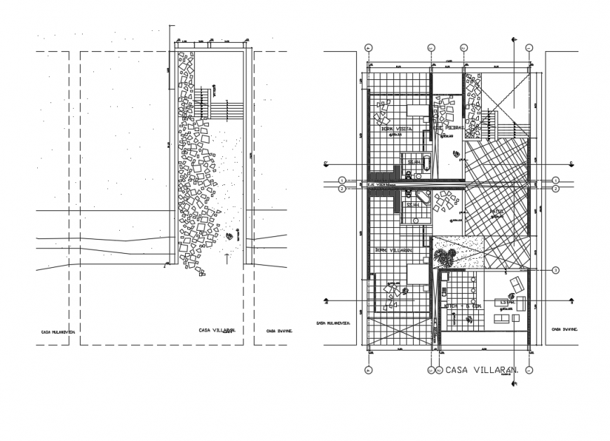Ground and first floor layout plan details of beach house cad drawing details dwg file