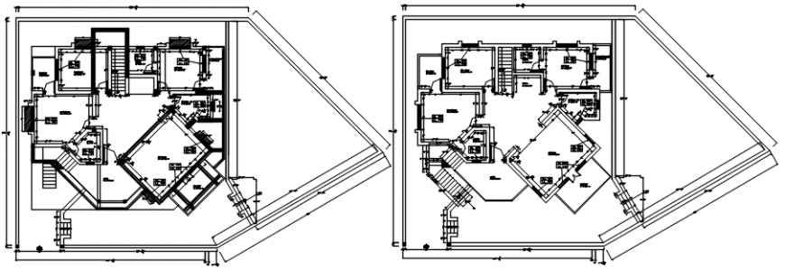 Ground and first floor layout plan details of hose cad drawing details dwg file