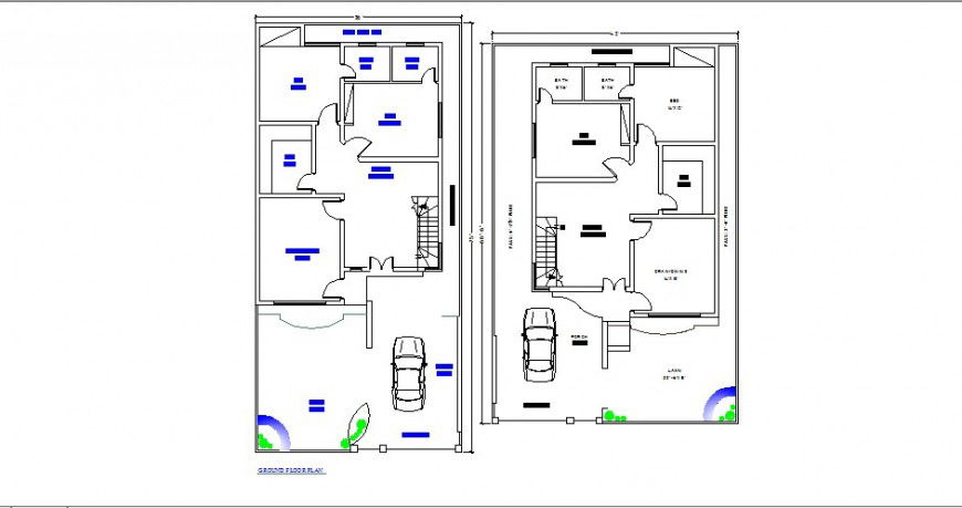 Ground and first floor plan design for single family cad drawing details dwg file