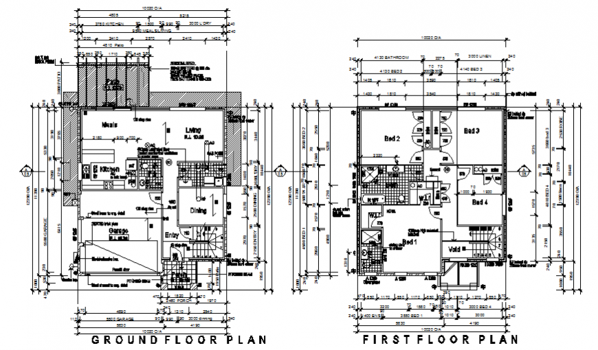 Ground and first floor plan housing plan layout file
