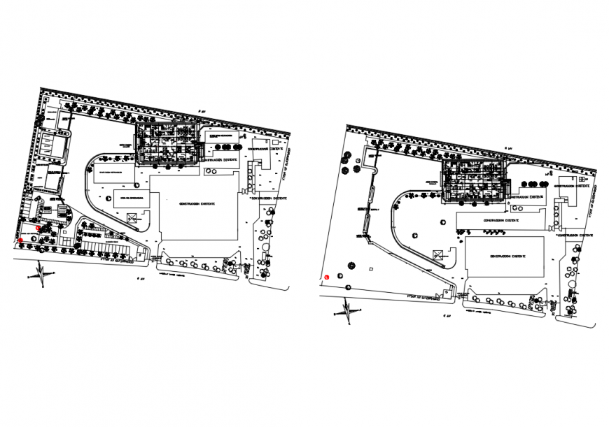 Ground and first floor plan layout details of emergency hospital building dwg file