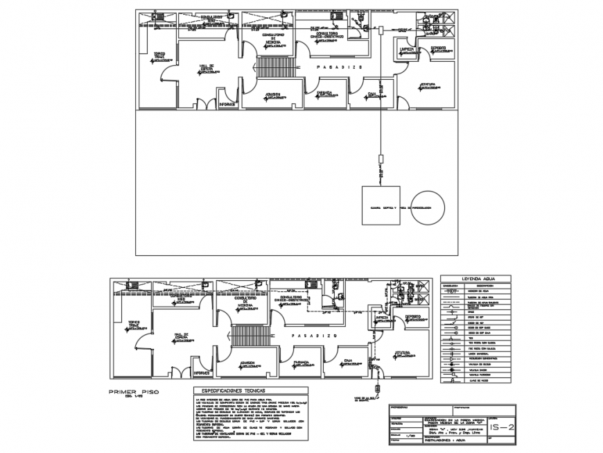 Ground and first floor plan layout details of medical hospital dwg file