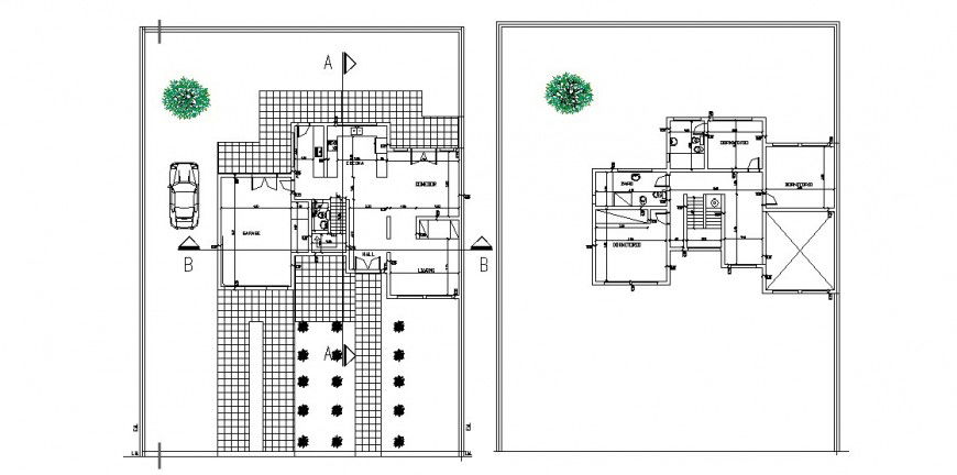 Ground floor, first floor and sanitary installation drawing details of house dwg file