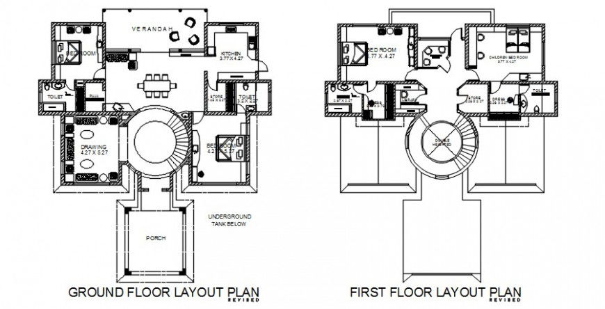 Ground floor and first floor layout plan details file