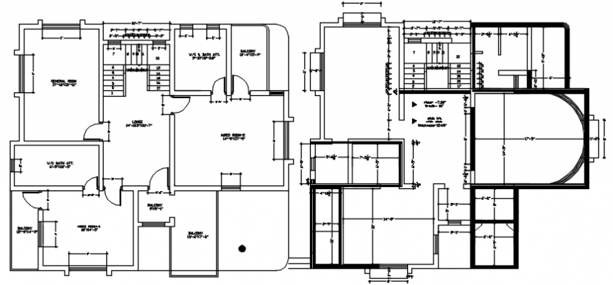 Ground floor and first floor layout plan of residence project