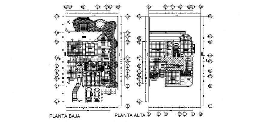 Ground floor and first floor plan drawing in dwg AutoCAD file.