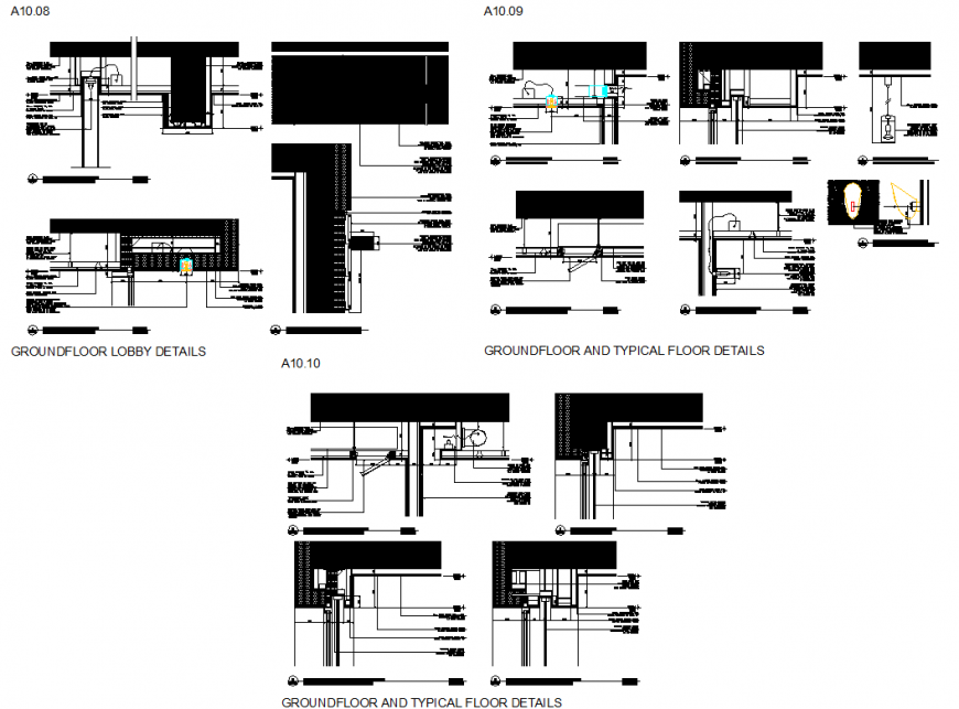 Ground floor and typical floor section detail dwg file