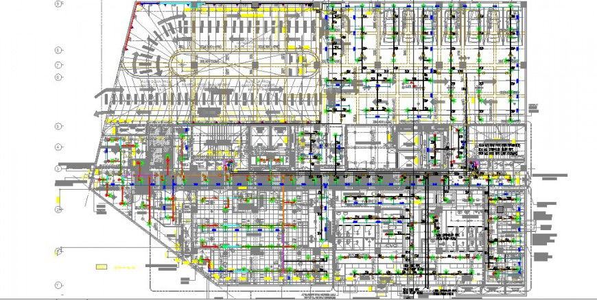 Ground floor distribution layout plan details of admin office building dwg file