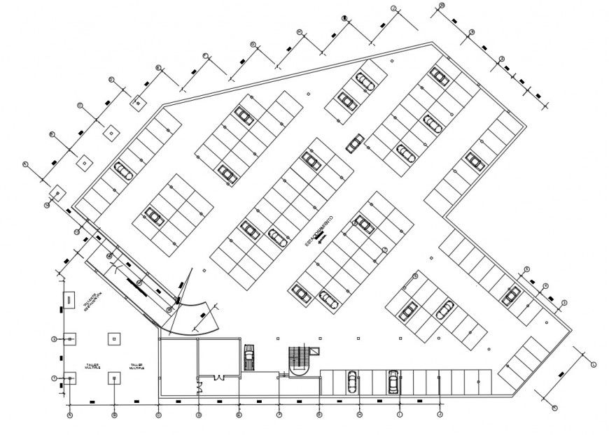 Ground floor distribution plan drawing details of art school dwg file