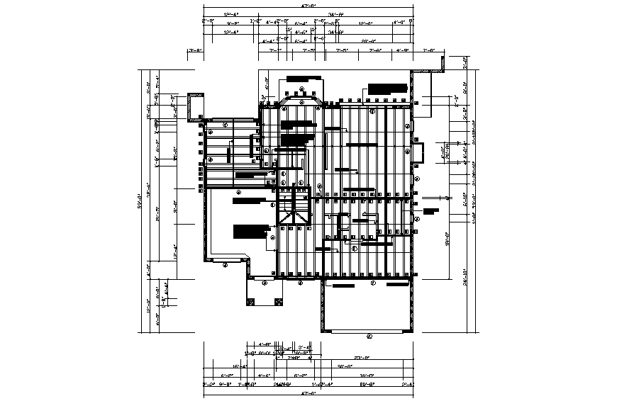 Ground floor framing plan details of single family house dwg file