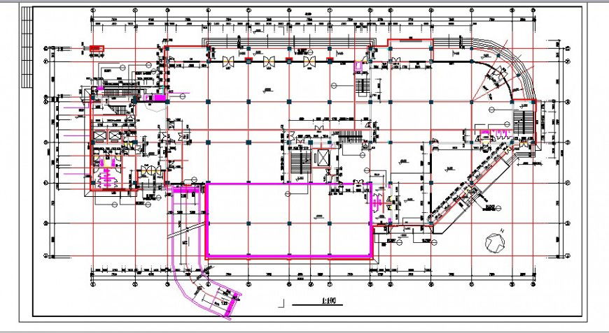 Ground floor framing plan structure details for apartment building dwg file