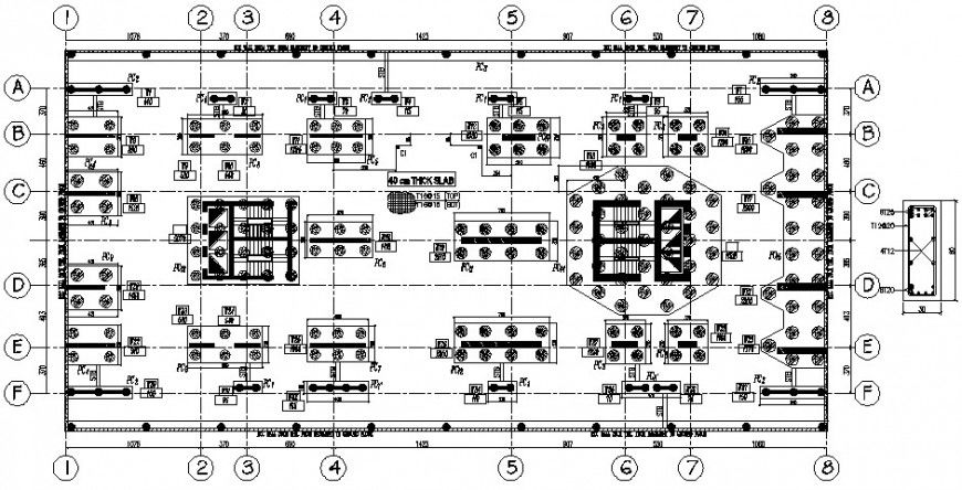 Ground floor framing plan structure drawing details for office tower dwg file