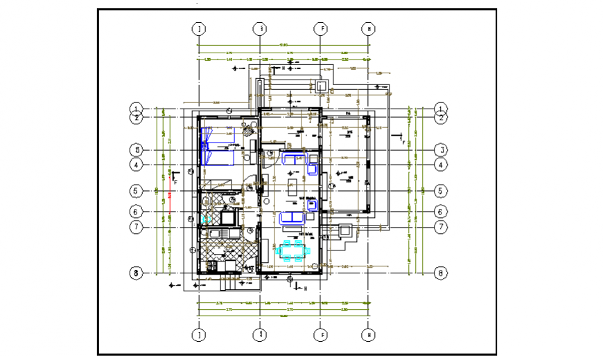 Ground floor layout plan design drawing of small villa design